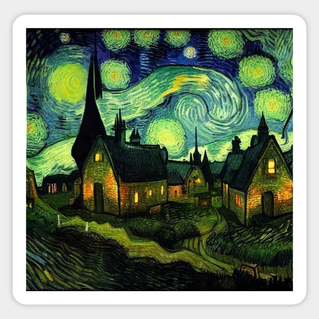 Starry Night Over Godric's Hollow Sticker by Grassroots Green